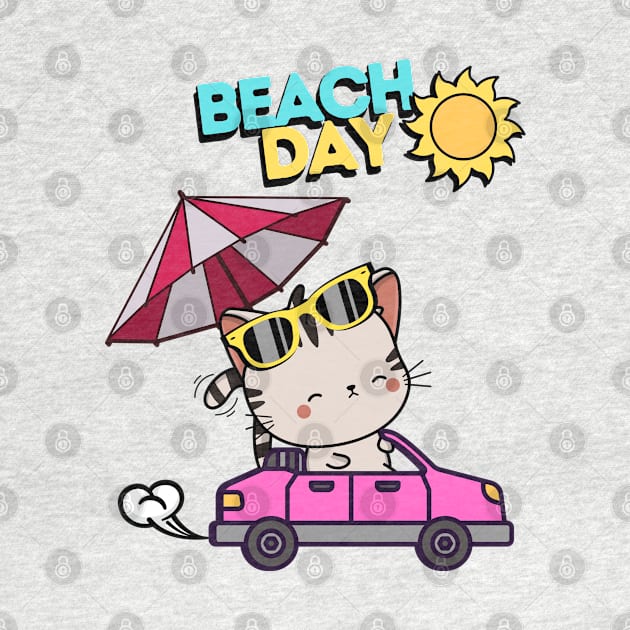 Cute Tabby Cat going to the beach in summer by Pet Station